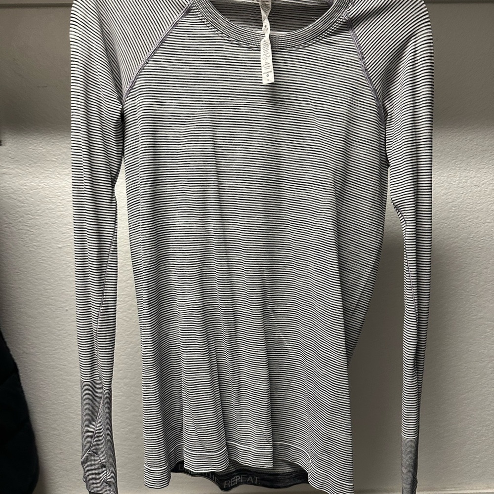 lululemon athletica Gray Striped Long Sleeve Top
